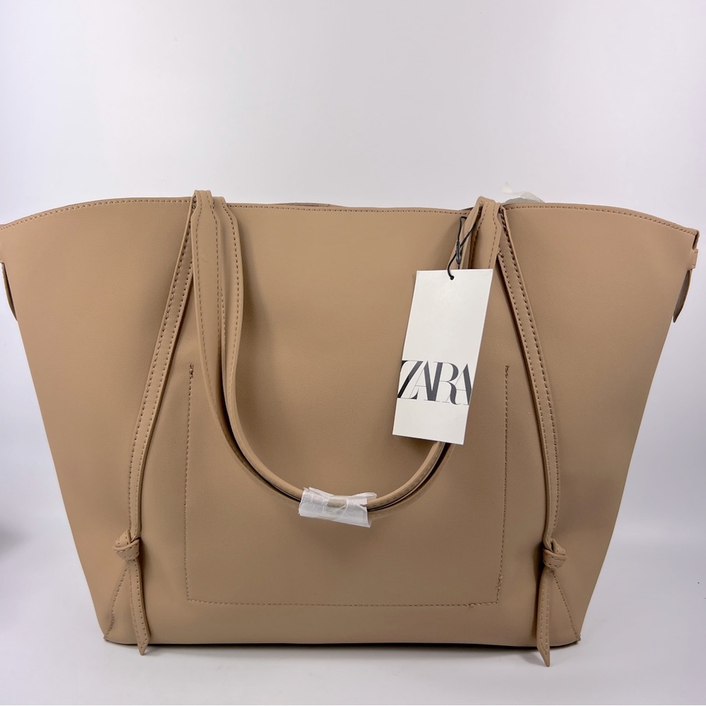 Zara Beige Shoulder Tote Bag
